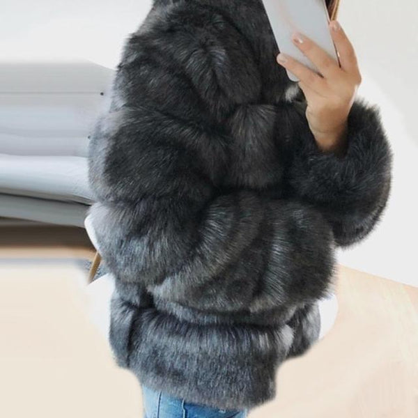 Hooded Faux Fur Coat S-4XL (Different Colors Available) - Plug Fashions