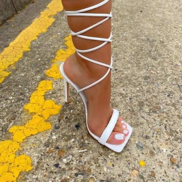 Black, White, or Nude Ankle Cross Strap Shoes Size 4-11 - Plug Fashions