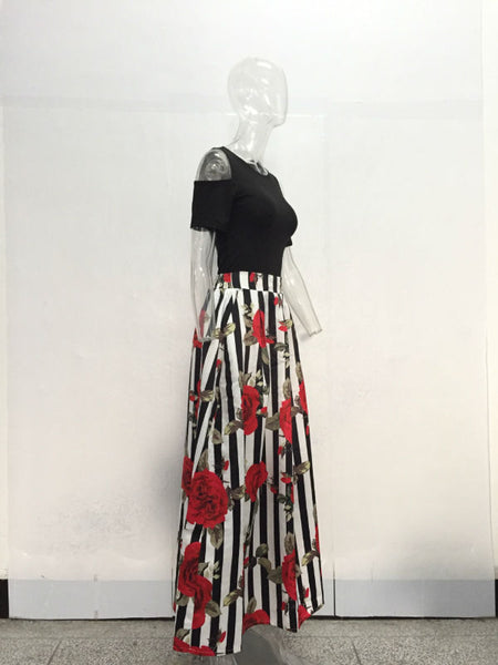 2 Piece Short Sleeve Floral Maxi Dress S-6XL - Plug Fashions