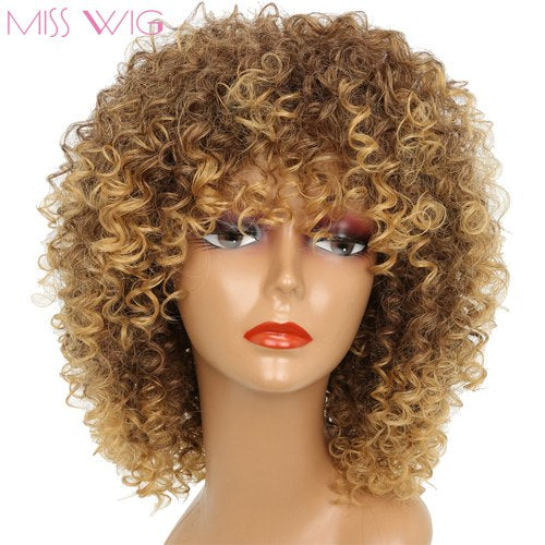 16" Long Afro Curly Wig (Different Colors Available) - Plug Fashions